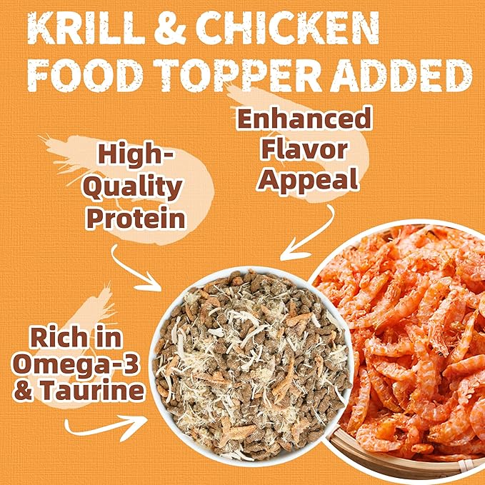 Just Try 16 OZ Krill & Chicken Cat Treats - Freeze-Dried Shrimp Snacks with Omega-3, Crunchy Cat Treats for Skin & Coat Health, Dental Care & Training Treats