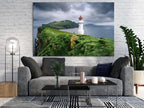 Nature Wall Art Prints - Ocean Forest Mountain Lake Canvas Landscapes - Small to Extra Large Living Room Bedroom Kitchen Bathroom Décor (Stormy Sky Lighthouse, 20L" x 30W")