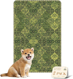 nunubaby Washable Pee Pads for Dogs, Stylish, Non-Slip and Leak-Proof Pee Pads. Reusable Potty Pads for Dogs for Crates and Floors.(Green/Multi, 24" x36")