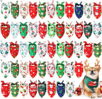 Abbylike 50 Pcs Christmas Dog Bandanas Bulk Xmas Bandanas for Dogs Triangle Kerchief Bibs Scarf Set for Pet Xmas Costume Photo Props Accessories Pet Shops Grooming, 25 Styles (25.6 x 17.7 x 17.7)