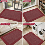 BEQHAUSE Indoor Door Mat 24" x 36", Dirt Trapper Door Mats Non-Slip Entryway Rugs Washable, Resist Dirt Absorbent Welcome Mat, Low Profile Floor Mats for Front Back Door and Entryway, Red