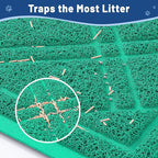 Smiry Cat Litter Box Mat 47x32, Non-Slip Water Resistant Litter Trapping Mat, Easy Clean Less Waste and Urine-Locking Cat Carpet for Indoor, Green