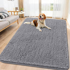 Smiry Dog Door Mat for Muddy Paws 71x46, Absorbs Moisture and Dirt Doormat, Non-Slip Washable Quick Dry Chenille Front Door Mat Indoor Entrance, Entryway Carpet for Inside Floor, Grey