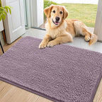 Smiry Dog Door Mat for Muddy Paws 36x24, Absorbs Moisture and Dirt Doormat, Non-Slip Washable Quick Dry Chenille Front Door Mat Indoor Entrance, Entryway Carpet for Inside Floor, Deep Plum