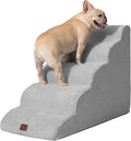 EHEYCIGA Curved Dog Stairs Ramp for High Beds 22.6" H, 5-Step Dog Steps for Small Dogs and Cats, Pet Stairs for High Bed Climbing, Non-Slip Balanced Pet Step Indoor, Light Grey