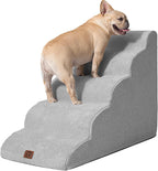 EHEYCIGA Curved Dog Stairs Ramp for High Beds 22.6" H, 5-Step Dog Steps for Small Dogs and Cats, Pet Stairs for High Bed Climbing, Non-Slip Balanced Pet Step Indoor, Light Grey