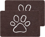 Smiry 2 Piece Dog Door Mat for Muddy Paws, Absorbent Dirt Trapper Non Slip Quick Dry Washable Chenille Mat for Mud Dogs, Entry Rug for Indoor and Outdoor (30x20 Inches, Brown)