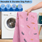 Sunheir Washable Pee Pads for Dogs 2-Pack Reusable Puppy Pads Pet Training Pads, Waterproof Dog Pee Pads for Crate, Whelping Pad, Non-Slip Protects Against Urine Leakage (Leaves - Pink, 24x36)