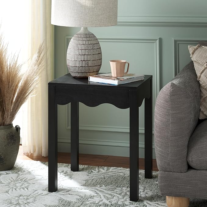 SAFAVIEH Home Collection Lilith Matte Black Square Wave Accent Table