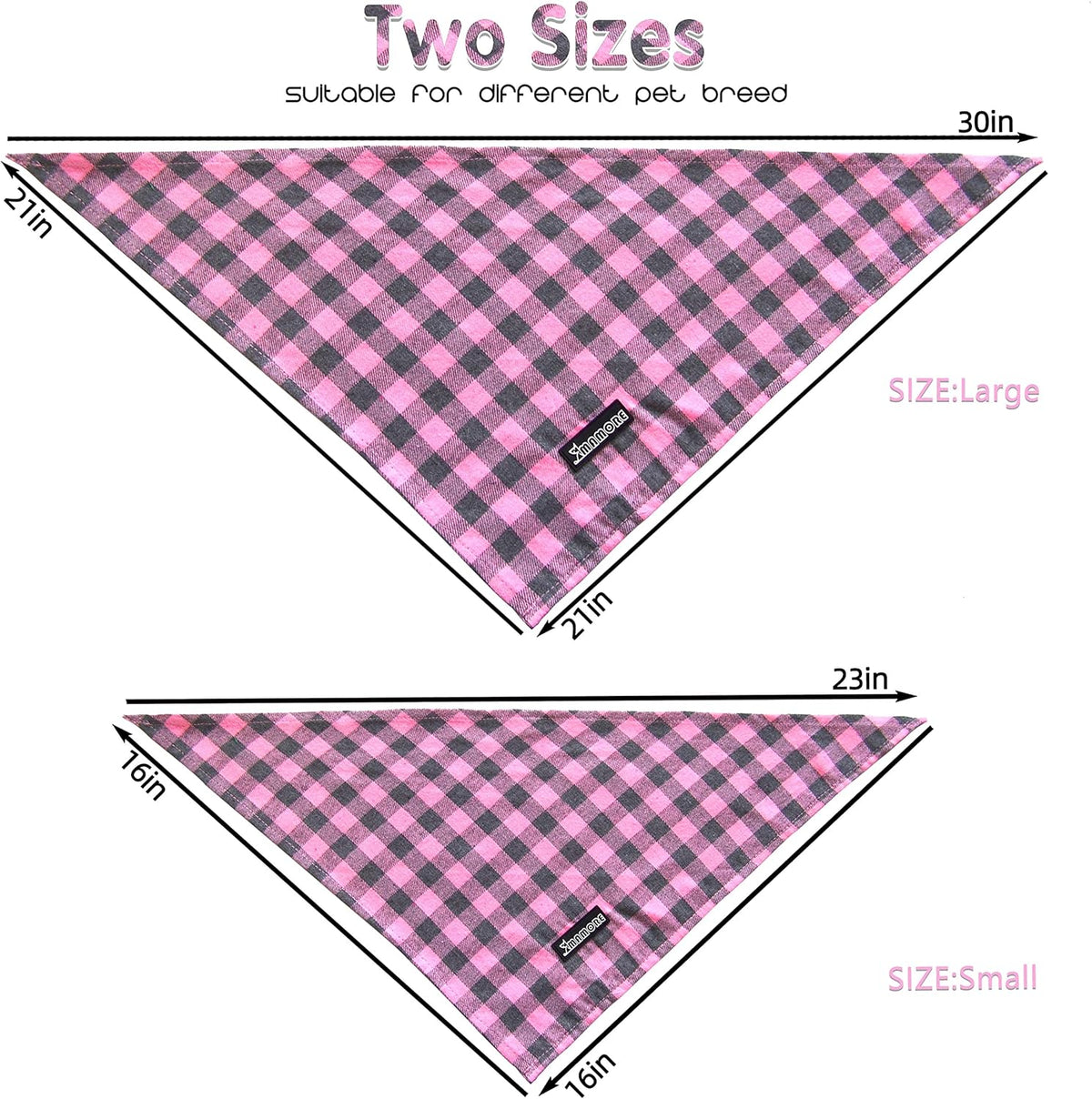 Adjustable Plaid Dog Bandanas,1PC Soft Washable Cotton Triangle Bib Kerchief Scarfs for Small Medium Large Dogs and Cats(Square Yellow, Large)