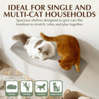 Extra Large 35.4” × 11.6” Stylish Cat Wall Shelves with Soft Cushion, Modern Wall-Mounted Cat Tree Furniture & Perch, Sturdy/Hidden Mounts, Machine Wash Cover, Sleek Design- CALLICO HAVEN Wave S-Shape