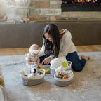 NaturalCozy 3-Piece Oval Storage Basket Set– Soft Natural Rope Woven Baskets for Storage Shelf, Toy, Nursery, Gift, Baby Shower, Pets Cat Dog Bins | Small Basket for Organizing (Off White & Gray)