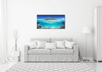 Tropical Island Coral Reef Landscape Canvas Wall Art for Living Room,Unique View Split Waterline Scenery,Beautiful Nature Summer Travel Scenic Picture Print Artwork Painting Decor,Inner Frame 30x60