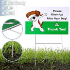 Mr. Pen- Clean Up After Your Dog Signs, 2 Pack with 1 Metal Stake, No Dog Poop Lawn Signs, UV Protected & Waterproof, Double Sided Pick Up After Your Dog Sign for Yard