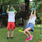 Rainbow Craft 3-Pack Kids Ninja Monkey Bars - Trapeze Swing Bars for Ninja Obstacle Course Attachments - 3pc of Blue, Red & Green Color