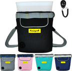 Dog Treat Pouch for Pet Walking and Training with Clicker 2 Cup Silicone Bag Small Fanny Pack Holder for Puppy Snack Dispenser Kit for Leash and Outdoor Use (Black)