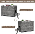 Cat Litter Box Enclosure with Soft Litter Mat; Hidden Kitten Washroom Furniture with Door; Handwoven Rattan Cat House with Large Space; Pet Crate for Living Room, Bedroom, Balcony (Grey)