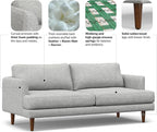 SIMPLIHOME Livingston 76-inch Wide Sofa in Mist Grey Woven-Blend Fabric, Handcrafted Loveseat Couch for Living Room or Family Room, Mid-Century Modern Style, Solid Wood Frame