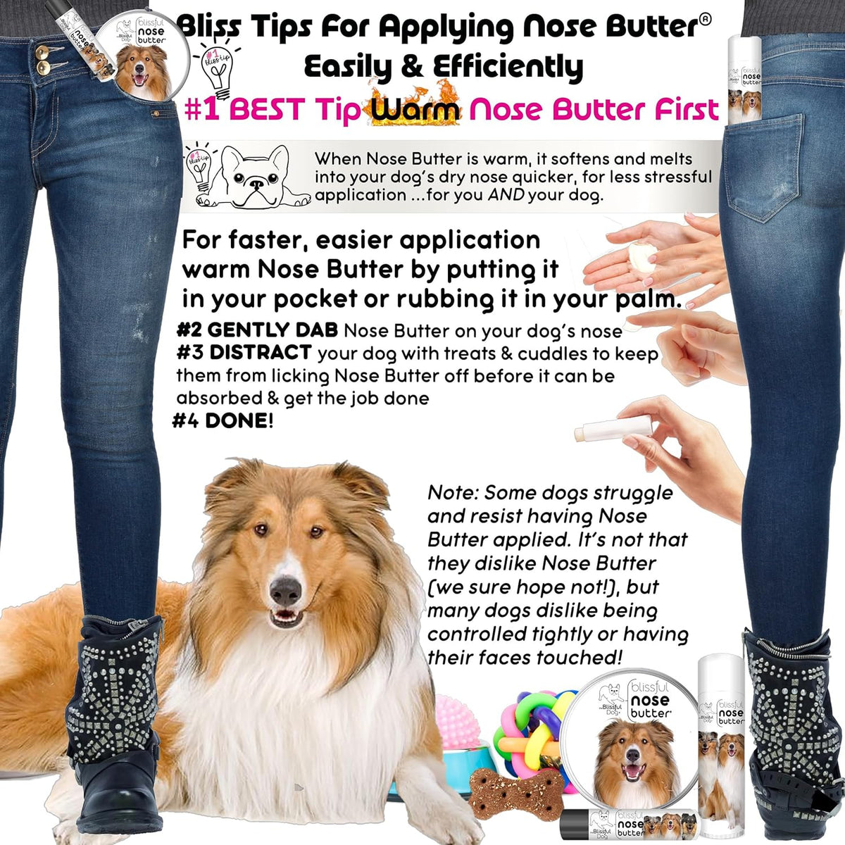 The Blissful Dog Collie Nose Butter for Dry, Cracked Skin, Lick-Safe Dog Nose Balm with Moisturizing Shea Butter, Almond, Olive, and Essential Oils, Pet Supplies, Uncented, 2 oz.
