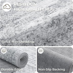 4x10 Runner Rug, Washable Hallway Runner Rug with Non-Slip Backing, Low Pile Wide Runner for Living Room, Entryway, Kitchen, Soft Modern Home Decor Mat for Dining Room(4'x10', Grey/Ivory)