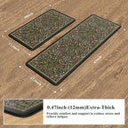Collive Anti Fatigue Kitchen Mats, Spring Green Floral Kitchen Rugs Sets of 2 Non Slip Waterproof Standing Mat, Vintage Comfort Desk Rug for Office, Sink, Laundry, 17.3"x29"+17.3"x47"