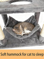Cat Tree, 68-Inch Cat Tower for Indoor Cats, Plush Multi-Level Cat Condo with 7 Scratching Posts, 2 Perches, 2 Caves, Hammock (Darkgray)