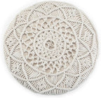 SIMPLIHOME Coates Boho Round Macrame Pouf in Natural Cotton for the Living Room, Bedroom and Kids Room