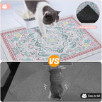 Glittme Cat Litter Mat with Non-Slip Bottom Litter Box Mat 33"X22" Litter Trapping Mat Easy to Clean Washable Cat Food Mat for Kitty,L