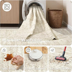 2x5 Rug Runner Washable for Entryway, Soft Bathroom Rugs with Non-Slip Backing, Abstract Low Pile Hallway Runner, Vintage Small Kitchen Carpet for Stair, Laundry Room(2'x5', Beige/Ivory)
