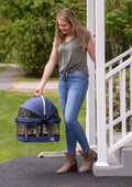 Pet Gear No-Zip View 360 Pet Safety Carrier & Car Seat for Small Dogs & Cats Push Button Entry, View 360 20-inch, Navy