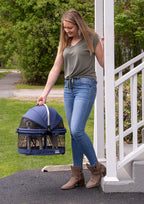 Pet Gear No-Zip View 360 Pet Safety Carrier & Car Seat for Small Dogs & Cats Push Button Entry, View 360 20-inch, Navy