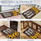 Indoor Rugs for Entryway,Rustic Sunflower Welcome Mat for Home,Farmhouse Woodboard Low Profile Entrance Rugs Non-Slip Doormats for Back Door Patio, Porch,Home Stairway,30 x 17 Inch