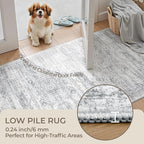 4x10 Runner Rug, Washable Hallway Runner Rug with Non-Slip Backing, Low Pile Wide Runner for Living Room, Entryway, Kitchen, Soft Modern Home Decor Mat for Dining Room(4'x10', Grey/Ivory)