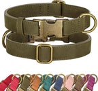 Didog Soft PU Leather Dog Collar, Stylish Quick Released Dog Collars for Large Dogs, Easy Clean Adjustable Pet Collar for Daily Walking, Dark Green, XL Fit 17-27" Neck