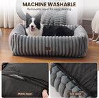 Dog Beds Large Sized Dog,Rectangle Orthopedic Pet Bed for Large Dog, Comfort Fluffy Memory Foam Dog Beds with Anti-Slip Bottom,Grey(35x25x9inchs)