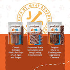 Jack&Pup 6 inch Braided Beef Collagen Sticks, Rawhide Free, Long Lasting Dog Chews, Healthy Single Ingredient Treats for Medium Dogs, Bully Stick Alternative, Collagen Chew for Dogs. 8pk