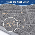 Smiry Cat Litter Box Mat 36x24, Non-Slip Water Resistant Litter Trapping Mat, Easy Clean Less Waste and Urine-Locking Cat Carpet for Indoor, Grey