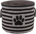 Bone Dry 5743 Pet Storage Collection Striped Paw Patch Bin, Medium Round, Black