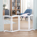 Spirich Free Standing Foldable Wire Pet Gate for Dogs, 80 Inches Extra Wide, 30 Inches Tall 4 Panels Dog Gate for The House, Doorway, Stairs, Pet Puppy Safety Fence, Sliver White