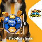 ProBall Pets Interactive Dog Soccer Ball with Grab Tabs - Floats on Water, Fetch & Training Toy for Small Medium Dogs, Herding Breeds - Waterproof Non-Toxic - 6" Blue Orange
