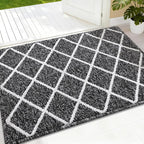 Finchitty Indoor Door Mat, Dirt Resistant and Absorbent, Low-Profile, Non-Slip, Washable Inside Floor Mats for Front Door, Back, and Entrance, 32" x 20", Black