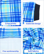 PET SHOW 4 Pack Small Dog Pajamas Cute Dinosaur Monster Clothes for Medium Dogs Soft Stretchy PJs Plaid Jumpsuit Puppy Tie Dye Onesies Outfits with Sleeve Pets Dachshund Costume(XL, Blue for Boys)