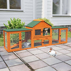 COZIWOW 82” Extra Large Fashion Wooden Outdoor Rabbit Hutch Bunny Cage Indoor Easy to Assemble and Durable with Cleaning Tray & Waterproof Roof for Small & Medium Bunny Rabbit Duck Chick (Orange)
