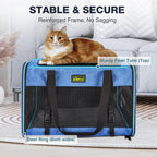 Dog Carriers for Small Dogs, Large Cat & Bunny, Foldable Soft-Sided Pet Travel Bag, up to 25lbs (20"x13"x13"), Breathable and Anti-Scratch Mesh, Perfect for Road Trips, Portable, Blue