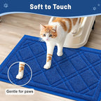 Smiry Cat Litter Box Mat 47x32, Non-Slip Water Resistant Litter Trapping Mat, Easy Clean Less Waste and Urine-Locking Cat Carpet for Indoor, Blue