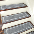 COSY HOMEER Soft Stair Treads Non-Slip Carpet Mat 28inX9in Indoor Stair Runners for Wooden Steps, Stair Rugs for Kids and Dogs, 100% Polyester TPE Backing 4pcs, Grey,Square