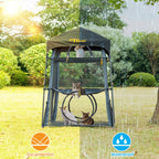 Extra Large Catio Outdoor Cat Enclosure,3 Tier Cat Tower Tent Weatherproof & Sunproof with 3 Doors, Foladable and Portable for Patio, Deck,Camping, Indoor & Outdoor(Patented)-Wave Shade