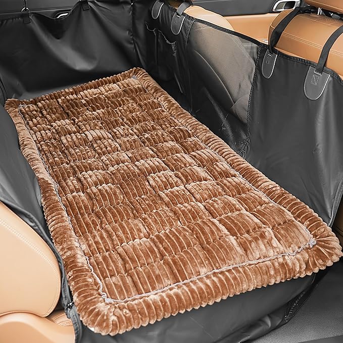 Backseat Dog Bed Mat for Car, Non-Slip Dog Bed for Car Back Seat, Soft & Cozy Dogs Blanket, Washable Travel Pet Mat Seat Protector for Cars, SUVs, Trucks
