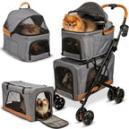 Double Pet Stroller with Detachable Carriers - Ideal for 2 Dogs or Cats - Compact & Convenient Design - Easy Assembly Double Dog Stroller - Graphite Gray