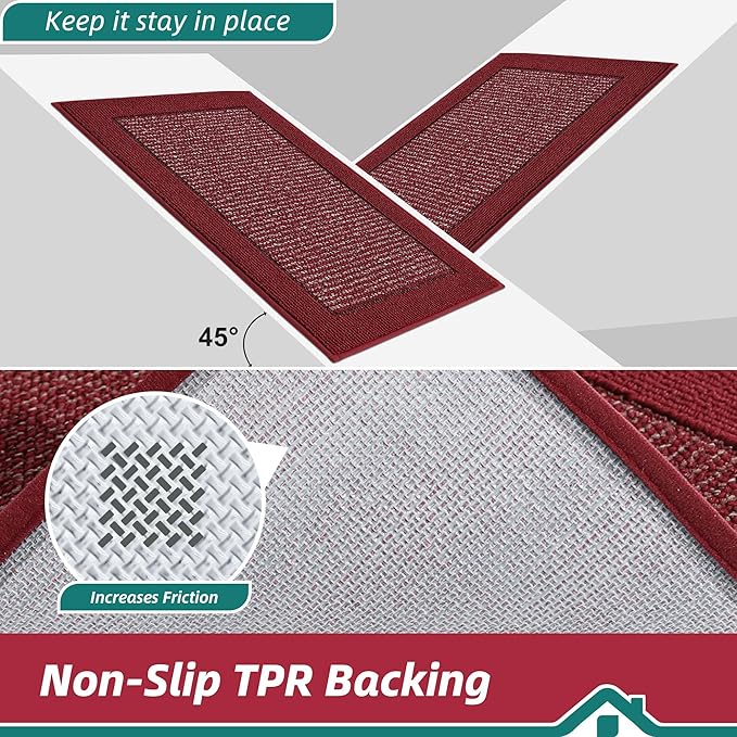 BEQHAUSE Indoor Door Mat 24" x 36", Dirt Trapper Door Mats Non-Slip Entryway Rugs Washable, Resist Dirt Absorbent Welcome Mat, Low Profile Floor Mats for Front Back Door and Entryway, Red